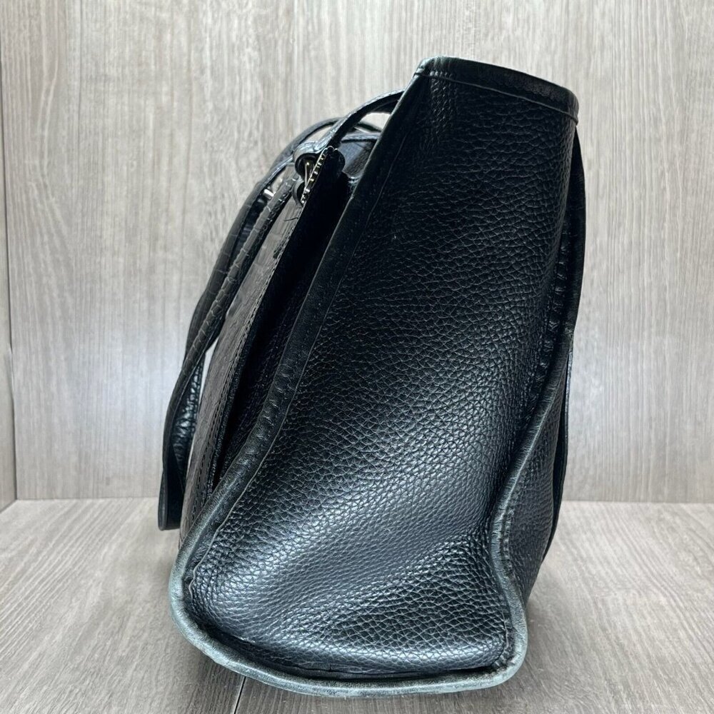 Brighton Womens Handbag Embossed Crocodile Leather Satchel Shoulder Bag Black - Picture 4 of 12